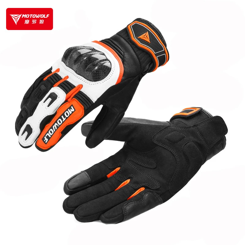 Men&#39;s Motorcycle Gloves Leather Woman Motorbike Gloves Motocross Guantes... - $53.06