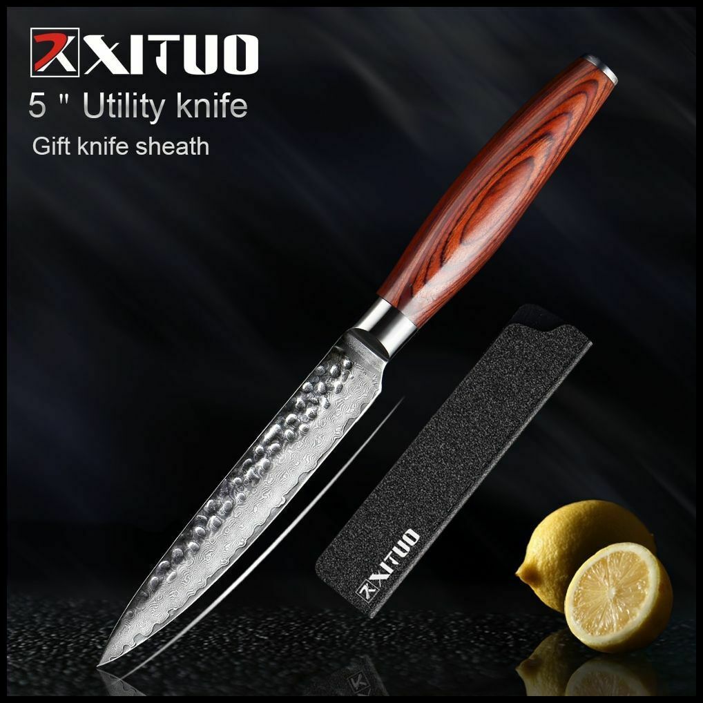 New Damascus Kitchen Paring Knife 5 &quot;Inch Handmade Forged Damascus - $106.91
