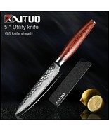 New Damascus Kitchen Paring Knife 5 &quot;Inch Handmade Forged Damascus - £83.89 GBP