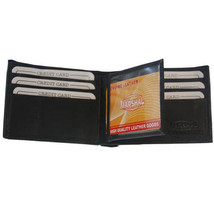 Genuine Leather Bi-Fold Wallet ID Window Black Credit - £10.12 GBP