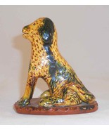 1988 Lester Breininger Glazed Redware Figurine Yellow Green Dog Standing - £216.92 GBP