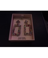 Sincerely Jules Glass Multicolored Rectangular Drop Statement Earring - $39.95
