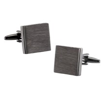 Brushed Metal Cufflinks Classic Design Square Black Gunmetal Color With Gift Bag - £10.35 GBP