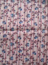 Fabric Concord Small Dk Mauve Roses Some Blue on Medium Mauve Stripe to Quilt $3 - £2.39 GBP