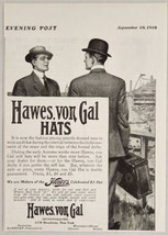 1910 Print Ad Hawes,Von Gal Hats for Men Celebrated $3 Hats Danbury,Connecticut - £12.86 GBP