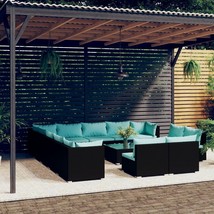  Garden Lounge Set Black PE Rattan Large Garden Lounge Set - $1,828.99
