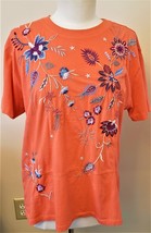 Johnny Was Relaxed Tee Phoebe Sz-M Living Coral 100% Cotton - £96.48 GBP