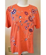 Johnny Was Relaxed Tee Phoebe Sz-M Living Coral 100% Cotton - £95.60 GBP