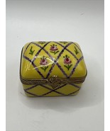 LIMOGES TRINKET BOX Peint Main Hand Signed Porcelain France Estate Roses... - $74.24