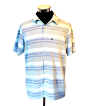 Quiksilver Shirt Men&#39;s Size Small Button Front  Blue Horizontal Stripes Casual - £11.68 GBP