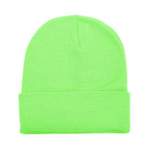 Unisex Plain Warm Knit Beanie Hat Cuff Skull Ski Cap Green Color - £10.93 GBP
