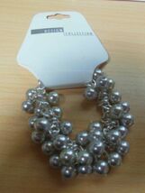 Cluster Faux Pearl Silver-tone Stretch Bracelet - $16.82