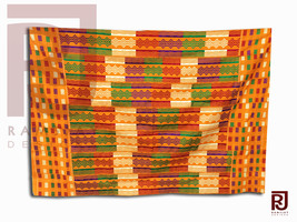 Kente Handwoven Cloth Asante Kente Ghana Kente African Art Fabric Cloth 6 yards - £144.97 GBP