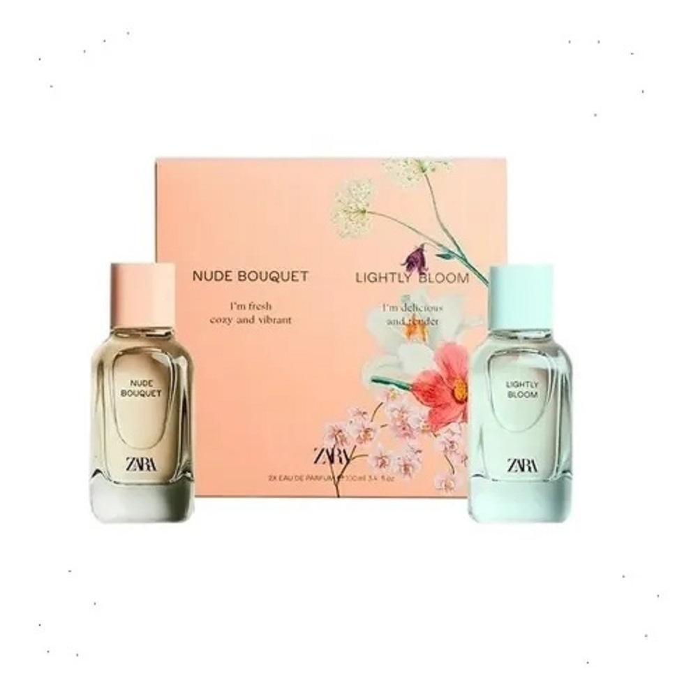 Zara Nude Bouquet + Lightly Bloom 2 x 100ml Duo Set Woman Perfume Fragrance New