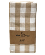 Urban Villa Napkin Set (4) Checked 20&quot; x 20&quot; 100% Cotton Taupe White Far... - $14.85