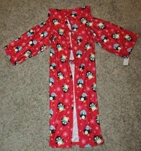 Girls Blanket Wrappie Wearable Fleece with Sleeves Red Christmas Penguin-3-6 yrs - $11.88