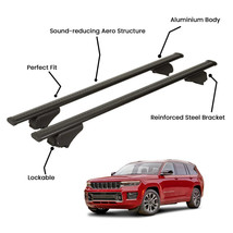 2 Pcs Black Roof Rack Cross Bars For Jeep Grand Cherokee Suv 2021- - $128.60