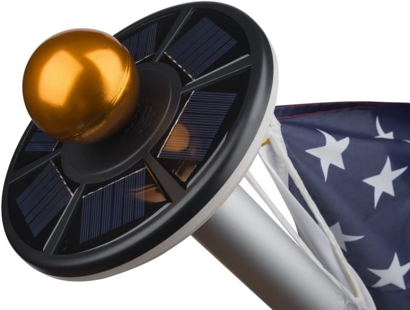 Solar Flag Pole Brightest Most Powerful And Stable Automatic Black NEW - $43.64