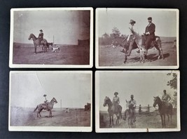 LOT antique 4pc PHOTOGRAPHS arkansas Mt MENA horse riders dog western cabinet - $173.25