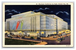 Municipal Auditorium Night View Kansas City Missouri MO UNP  Linen Postc... - $2.92