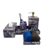 5 Pcs Semiprecious Amethyst Bathroom Set – Handmade Luxury Gemstone Bath... - $16,250.69 MXN