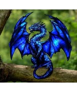 Majestic Blue Dragon Faux Stained Glass Acrylic Art Suncatcher – 2D Fantasy - $455.40 MXN