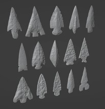 Flintknapped Arrowheads Collection - STL File - Digital Download - 3D Printable  - £2.91 GBP