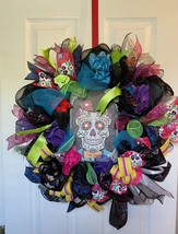 Day of the dead wreath, day of the dead decor, halloween wreath, fall wr... - $103.94