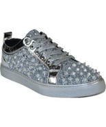 Mens Fancy Shoes By FIESSO AURELIO GARCIA, Spikes Rhine stones 2413 Silver - $163.66 CAD