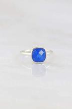 Fine Silver Handmade Natural Certified Raw Blue Sapphire Ring for Her US7.5 - £31.44 GBP
