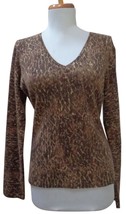 TWEEDS Heather Brown 100% Cashmere v-neck Long Sleeve Sweater - Sz L - £23.25 GBP