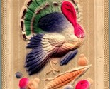 Airbrushed High Relief Embossed Thanksgiving Greetings 1919 Vtg Postcard - $18.04