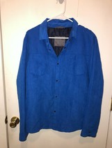 Zara Man SZ Large Shirt Jacket Shacket Faux Suede Feel Lined Blue w/ Poc... - $18.80