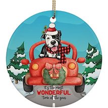 American Pitbull Terrier Dog Christmas Ornament Gift Pine Tree Decor Hanging, It - £15.83 GBP