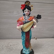 Yu Chu Geisha Asian Girl Doll On Stand With Lyre Stringed Instrument 10&quot;... - £9.42 GBP