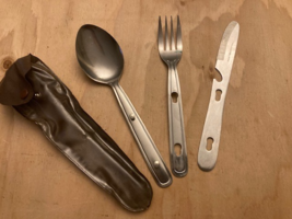 Vintage 3 Piece Camping Utensil Set Stainless Steel Fork Spoon &amp; Knife J... - $9.90