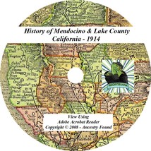 1914 - Mendocino &amp; Lake County California Ca - History Genealogy Family - Cd Dvd - £4.63 GBP