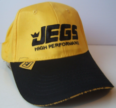 Jegs Hat High Performance Black Yellow Hook Loop Baseball Cap - £11.01 GBP