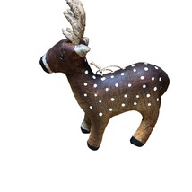 Christmas Ornament Deer Papermache Fawn 7&quot;x5&quot; Reindeer Holiday Decor Folk Art - £17.52 GBP