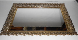 Vintage Ormolu flowers Vanity Dresser Mirror Tray Gold Gilt feet 16x11 - $49.49