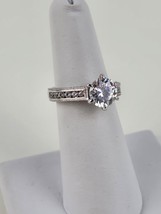 Sterling Silver Cubic Zirconia engagement ring Size 6 Large Stone w/ many more - £26.89 GBP