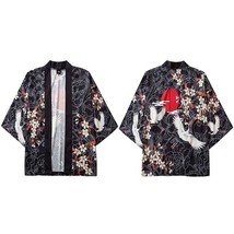 Japanese Kimono Jacket  Crane Harajuku 2022 Hip Hop Men Japan Clothing Kimono St - £62.46 GBP