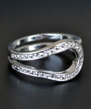 Sterling Silver Ring, Sterling Silver Band, Cubic Zirconia Band, Size 7.5 (V90) - £22.37 GBP