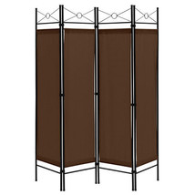 6 Feet 4-Panel Folding Freestanding Room Divider-Brown - Color: Brown - £71.32 GBP