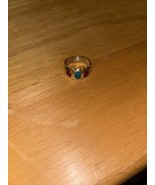 Sterling Silver .925 Coral &amp; Turquoise SOUTHWESTERN Ring - $1,492.76 MXN