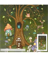 24" X 42" Panel Woodland Animals Enchanted Tree Cotton Fabric Panel D780.22 - $15.95
