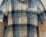 Clearwater Outfitters blue orange plaid men&#39;s L Large button front shirt... - $15.58