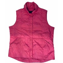 Land&#39;s End Puffer Vest Womens M 10 - 12 Pink Snaps Pockets Quilted Goose... - $25.00