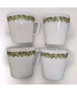 Pyrex Crazy Daisy Spring Blossom Lot of 4 Vintage MCM 10 ozCoffee Cups/M... - $21.78
