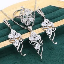 White Topaz 925 Sterling Silver Jewelry set for Women Bracelet Earrings Necklace - £27.62 GBP